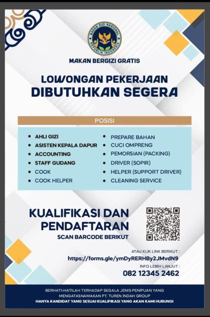 Lowongan MBG, penempatan se-Kab Malang