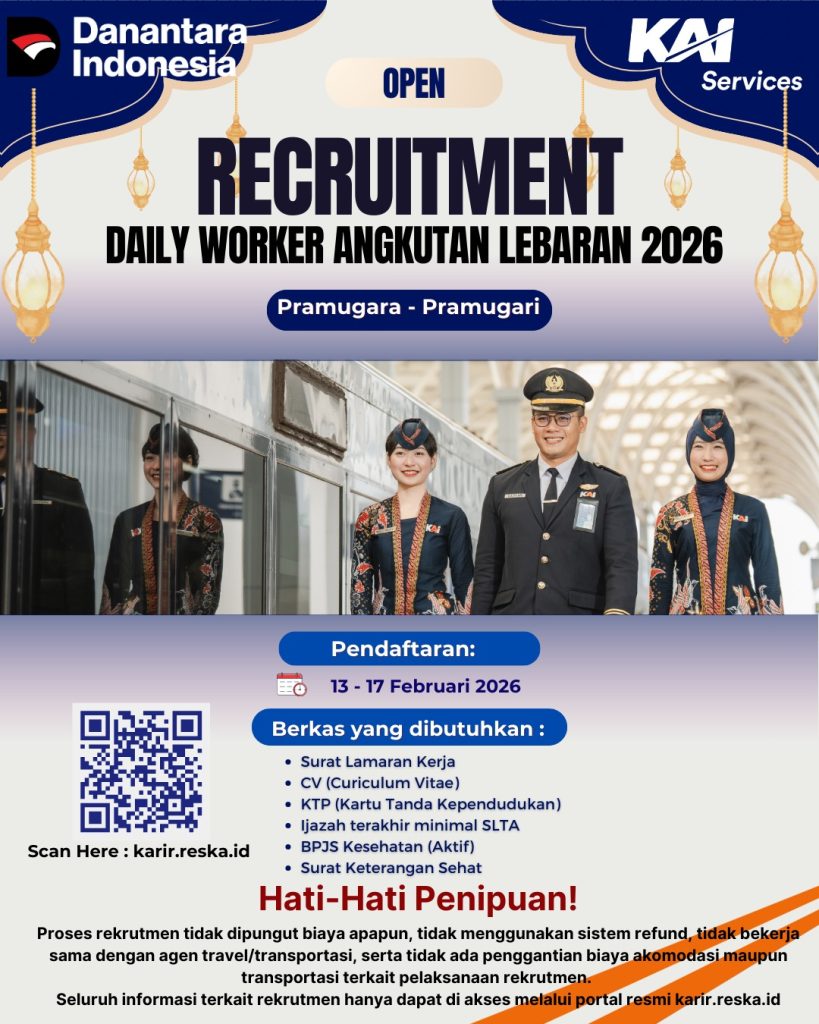 Lowongan Daily Worker Angkutan Lebaran 2026 KAI
