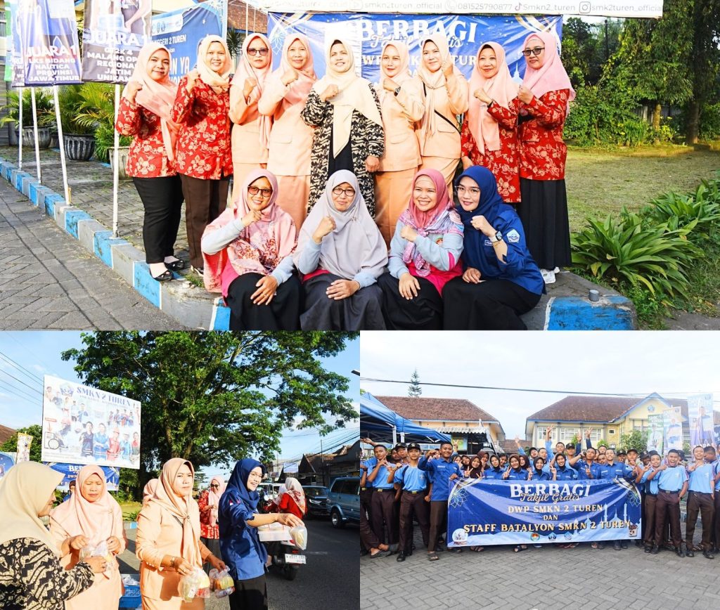 Eratkan Silaturahmi, DWP SMKN 2 Turen dan Staf Batalyon Bagikan Takjil Gratis