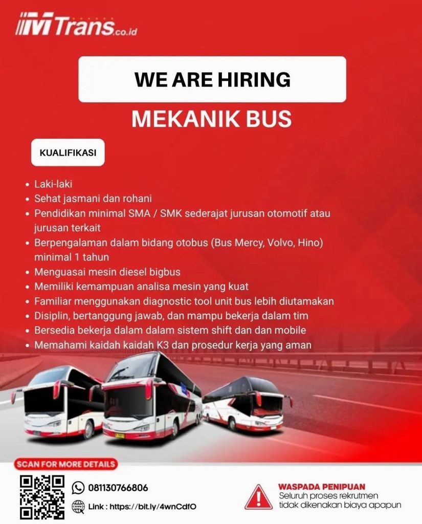 Lowongan Mekanik Bus MTrans